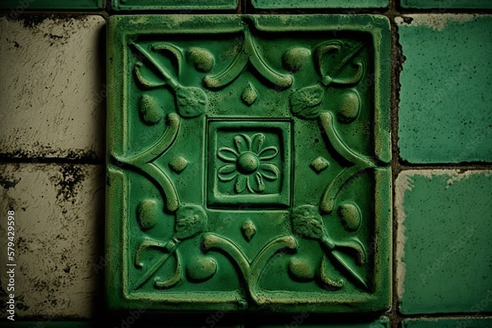 Green ceramic tiles add warmth and personality to your decor - Generative AI