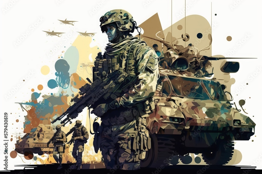 Bold and bright military: Multiple color exposure - Generative AI