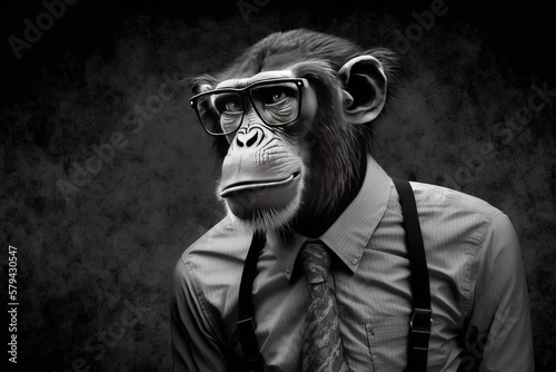 Tableau sur toile A primate in black and white: A creative twist on monkey photography - Generativ