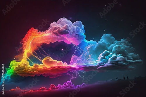 Neon Rainbow Phenomenon: A Visionary Delight in the Clouds - Generative AI