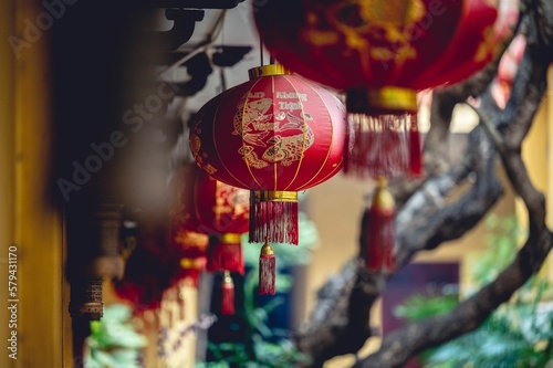 Vietnamese paper lanterns at a Buddhist temple
