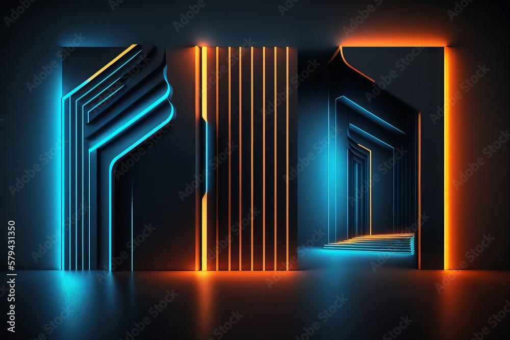 Electric vibes: Stunning abstract neon background with glowing lines - Generative AI