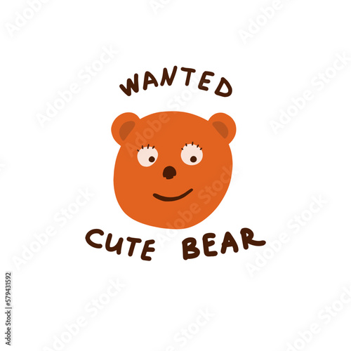 Looking for a cute bear cub. Isolated vector image of bear face.