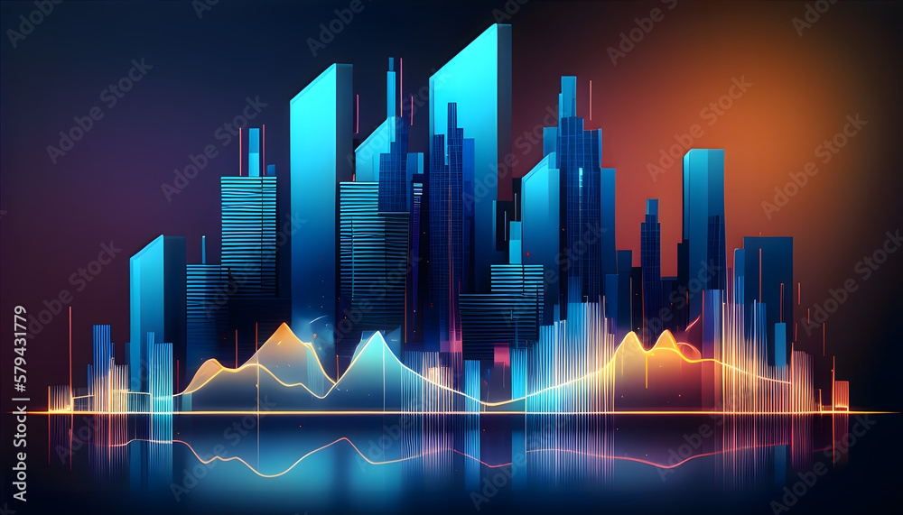 Stock Market Growth and Housing Market Crash - Digital Art. generative, generative ai, ai