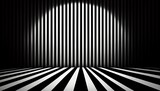 A bold black and white horizontal striped background. Generative AI