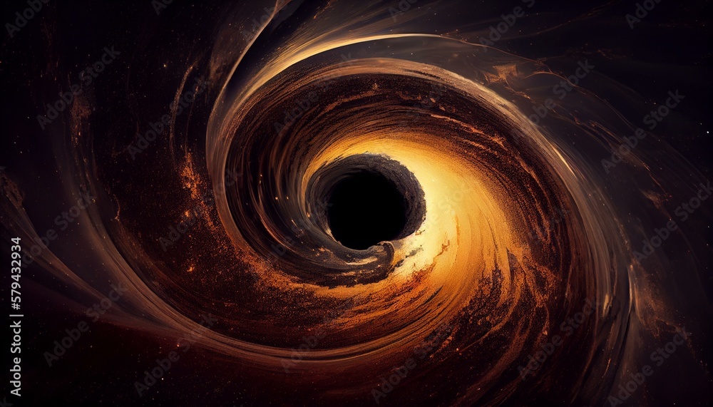 Obraz premium An awe-inspiring image of a black hole surrounded by swirling gas and dust.. Generative AI