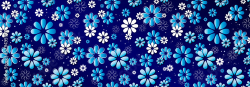 pattern blue background with flower. Floral pattern dark. Floral seamless background