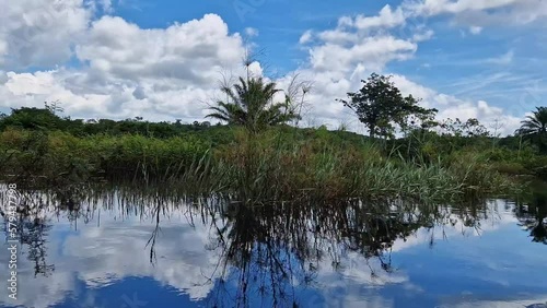 Canoe tour on the Pantanal Marimbus, waters of many rivers and abundant vegetation, in Andarai, Bahia, Brazil in the Chapada Diamantina photo