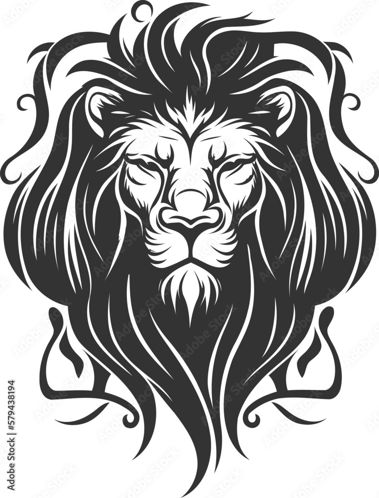 Fototapeta premium Vector illustration of a lion silhouette on a white background.