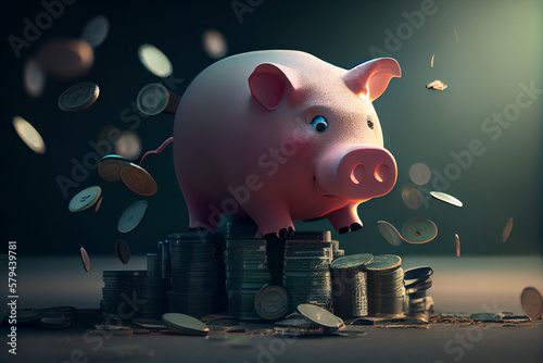 Piggy Bank superhero. A hero who will help take care of finances. Generative AI