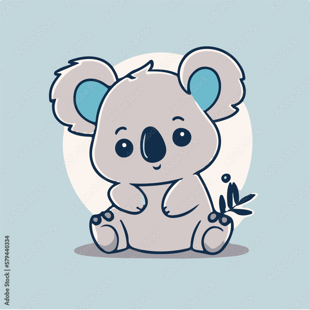 Fototapeta premium Cute koala sitting cartoon vector icon illustration