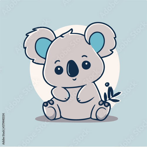 Cute koala sitting cartoon vector icon illustration