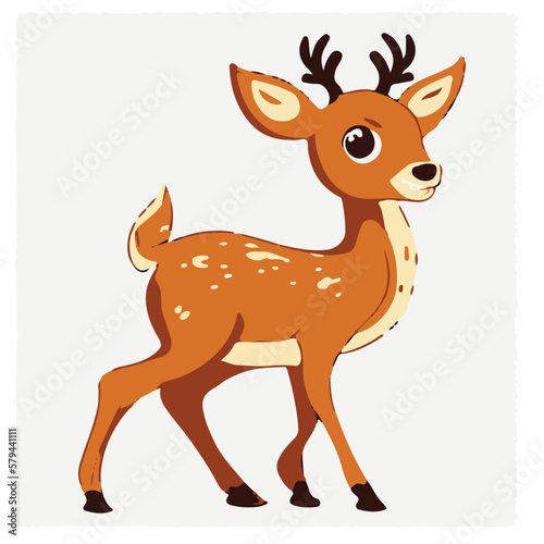 Vector cute deer cartoon on solid background