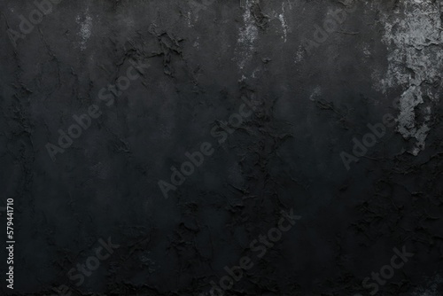 Background of a filthy black concrete wall with a dark gray texture. Generative AI