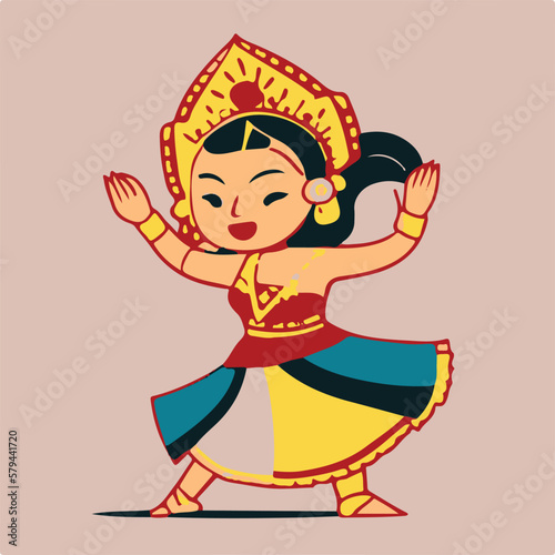 Vector traditional dancer cartoon vector illustration