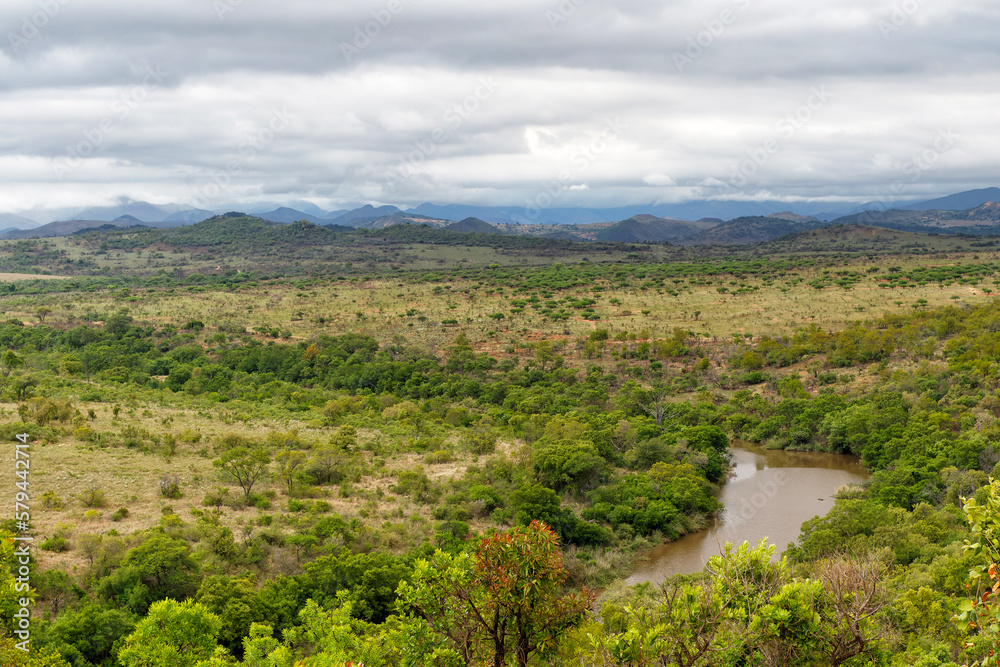 Obraz premium View over the Komati River from Nkomazi Game Reserve near the city of Badplaas in South Africa