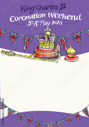 Blank poster for British celebrations of the Coronation weekend.