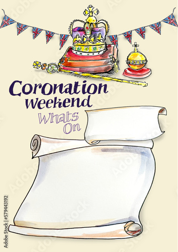 Blank poster for British celebrations of the Coronation weekend.