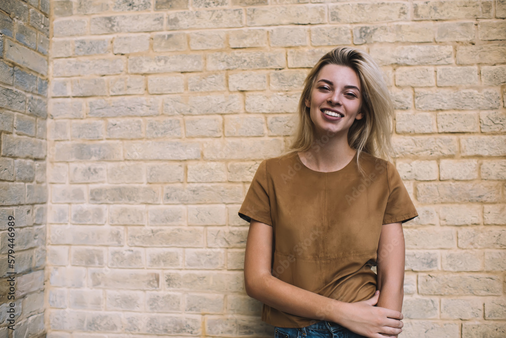 Happy young woman wearing stylish clothes