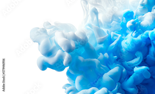 Flowing blue and white cloud of paint abstract background