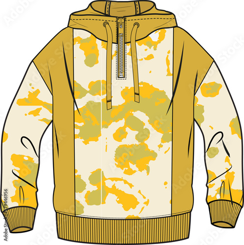 KIDS WEAR HOODIE WITH HOOD AND PAINT SPLATTER PATTERN VECTOR