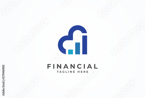 Financial Chart Logo with heart icon combination, Usable for Business, Trading and investment Logos, Flat Vector Logo Design Template, vector illustration