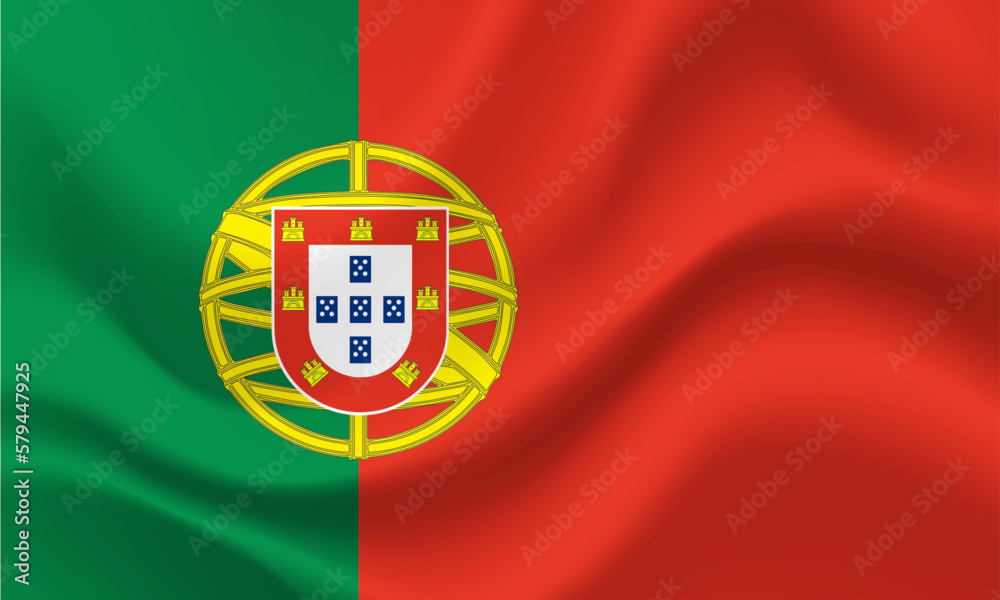Portuguese flag illustration. Portugal flag. Flag of Portugal. Official colors and proportion correctly. Vector background. 