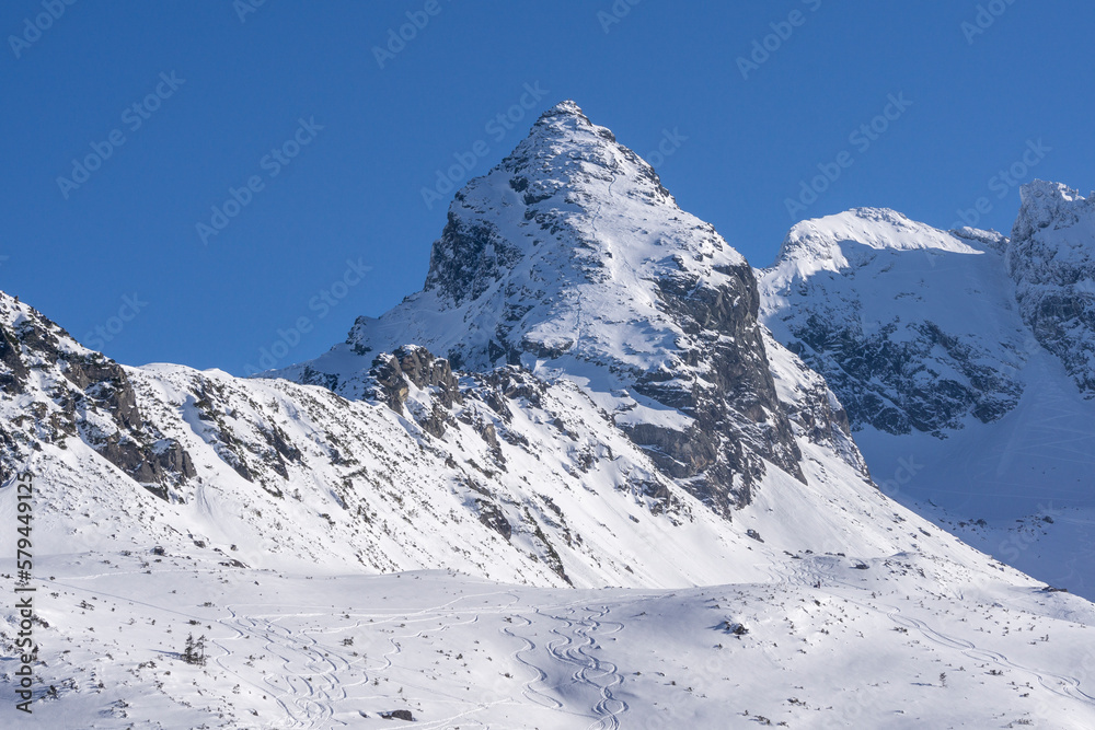 View of the Koscielec peak from the Gasienicowa Valley in the Tatra Mountains. View of the Koscielec peak from the Gasienicowa Valley in the Tatra Mountains.