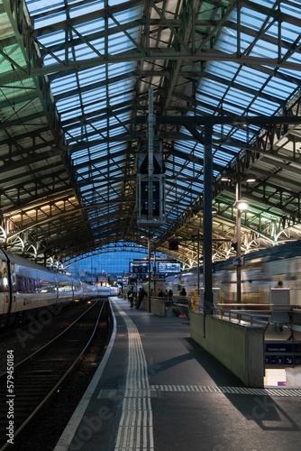 Vertical shot of Lausanne train station in Switzerland