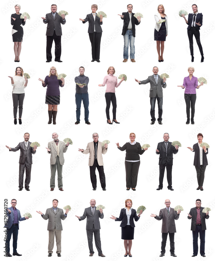 group of successful business people with money isolated group of successful business people with money isolated