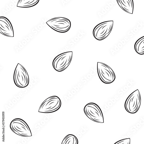 Almonds Doodle Outline Illustration Graphic Design Vector