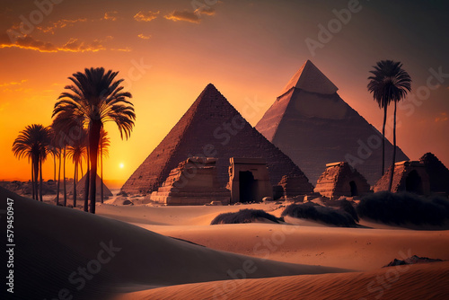 pyramids of giza artistic appearance, generative ai