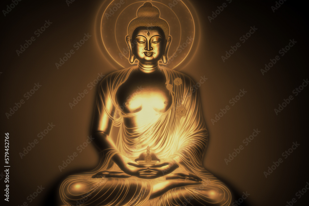 Buddha and Buddhism. Concept of meditation and spiritual practice for enlightenment, expanding of consciousness, chakras and astral body activation, mystical inspiration image Buddha and Buddhism. Concept of meditation and spiritual practice for enlightenment, expanding of consciousness, chakras and astral body activation, mystical inspiration image