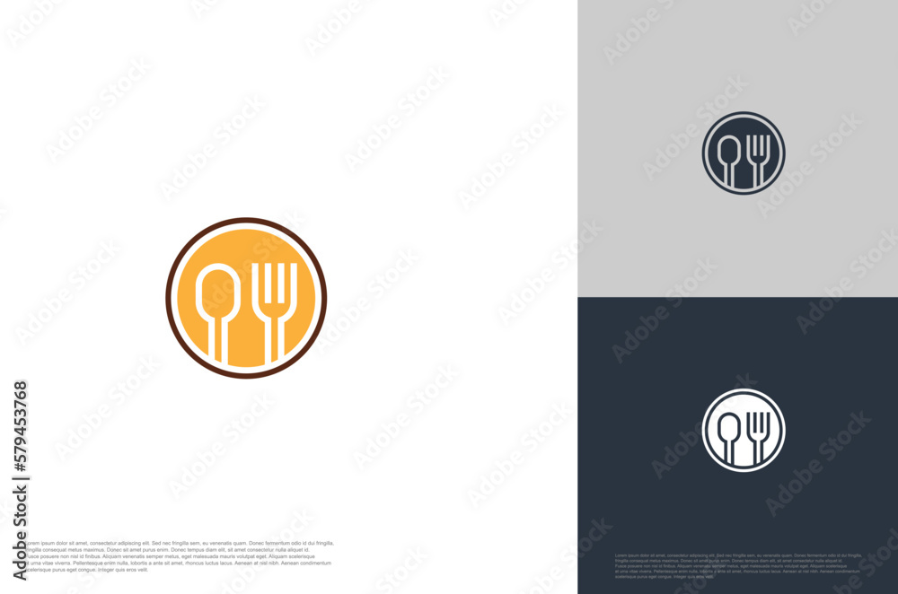 circle spoon and fork. Eat logo, cafe or restaurant logo template circle spoon and fork. Eat logo, cafe or restaurant logo template