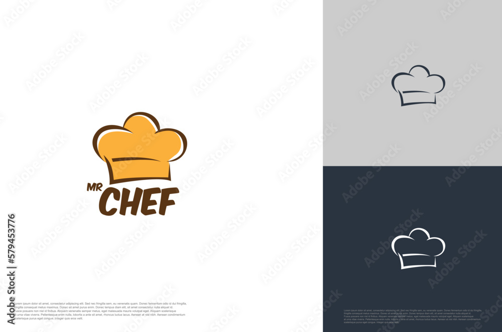 Kitchen chef with hat. Eat logo, cafe or restaurant logo template Kitchen chef with hat. Eat logo, cafe or restaurant logo template