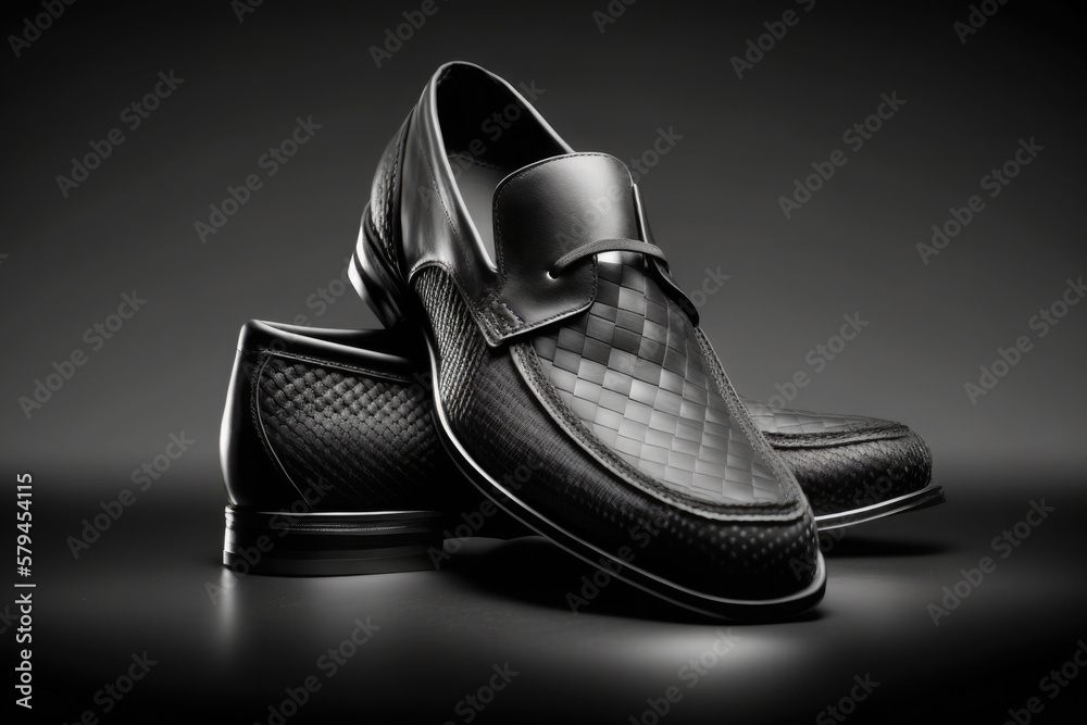 Free Photo  Elegant black leather shoes for men on black background photo  studio style ai generative