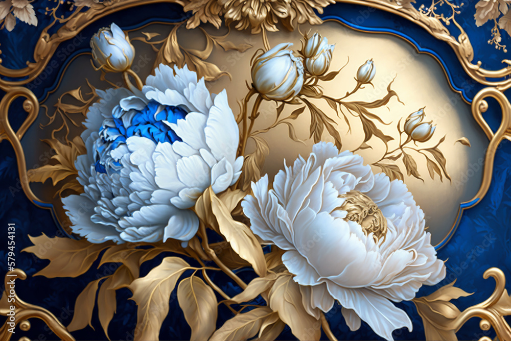 A wallpaper of a rococo blooms flowers dreamy intricate details pastel ...