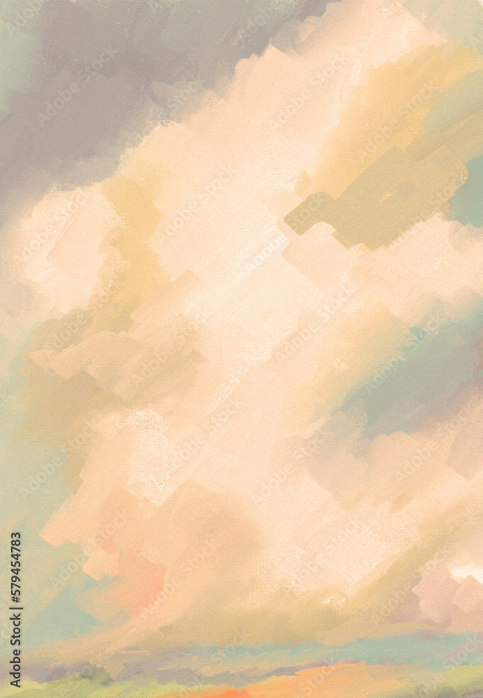 Impressionistic Soft Cloudscape Digital Painting, Art, Artwork, Illustration for Background, Backdrop, or Wallpaper – Also for Ads, Fliers, Posters, etc.