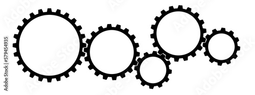 Isolated gears. The concept of the mechanism of coordinated work. Round frames.