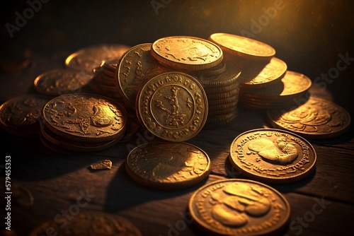 Münze, Gold und Währung - Generative AI