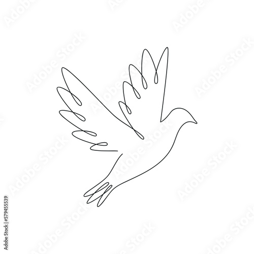 Pigeon drawn in one continuous line. One line drawing, minimalism. Vector illustration.