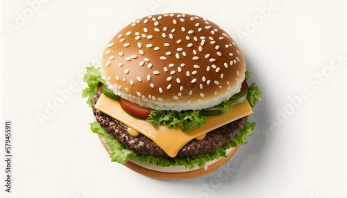 gourmet hamburger isolated with white background for application of layout and arts for hamburger shop and snack bars. generative ai