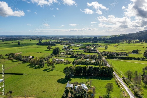 Rural land and farms to the east of Levin in Horowhenua in New Zealand, near Gladstone Road