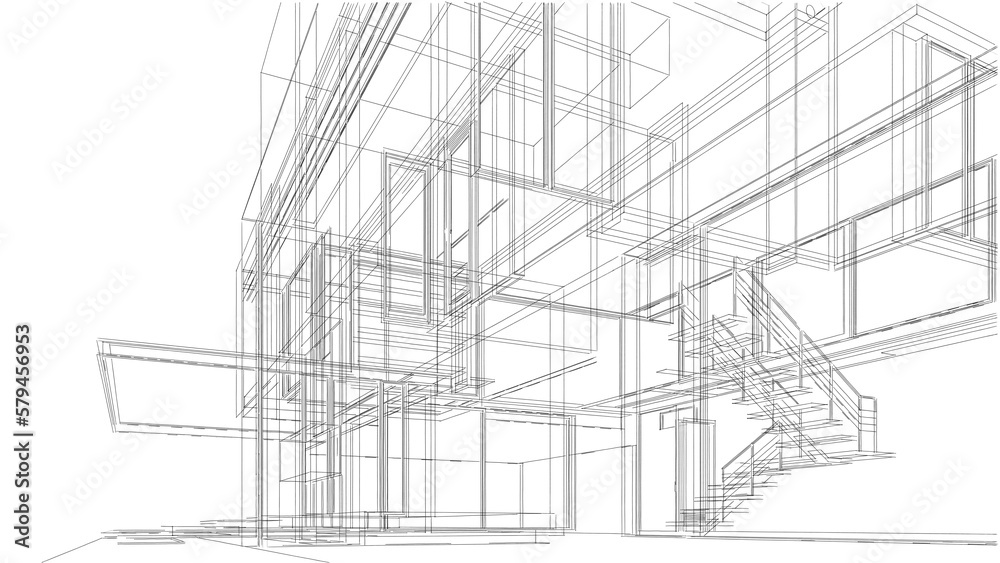 House architectural drawing 3d illustration House architectural drawing 3d illustration