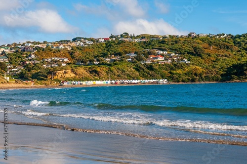 Natural view of Titahi Bay and Porirua city near Wellington in New Zealand