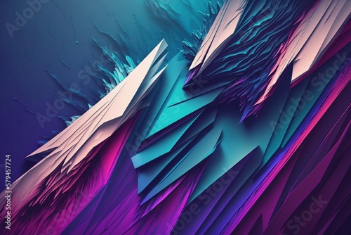 Polygon Struktur - weißer Hintergrund mit Farbe - Generative AI
