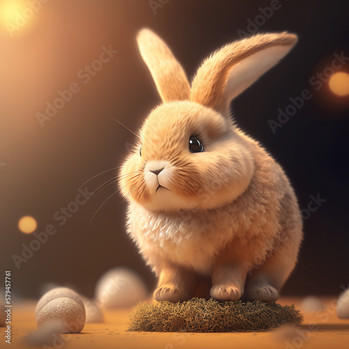 cute bunny with gentle look on face