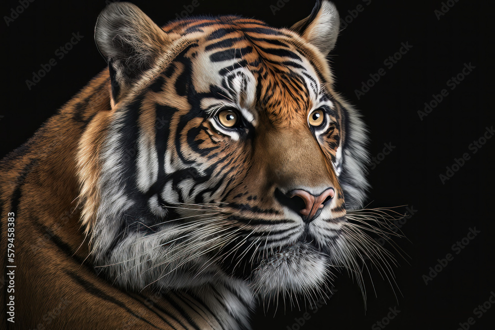 Fototapeta premium Wild Animal Tiger Portrait. Illustration Generative AI