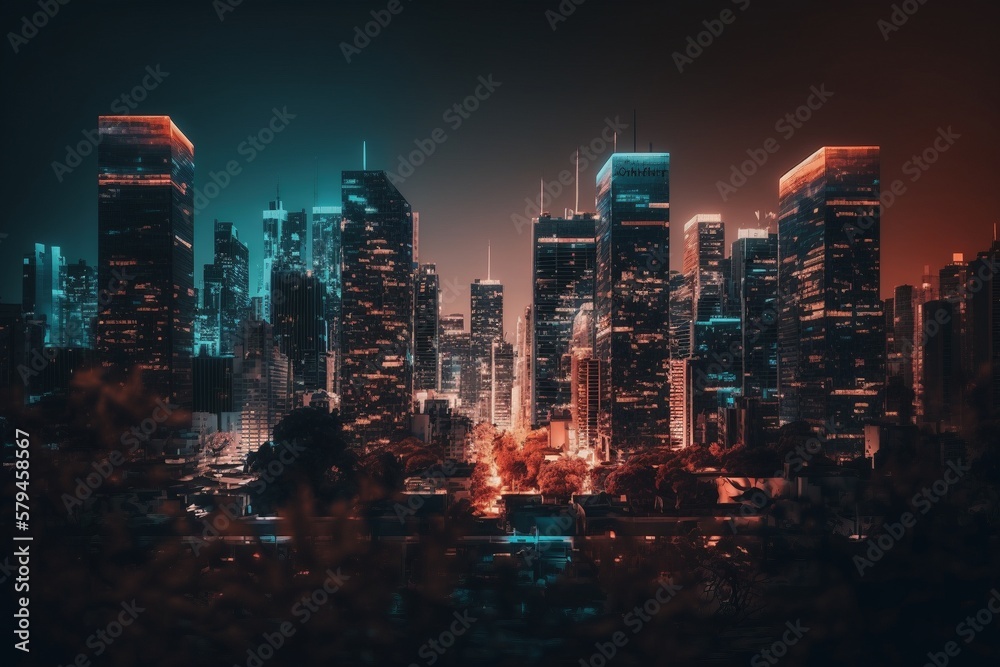 Captivating City Skyline at Night - AI-generated Insights on Urban Landscapes and Nightlife