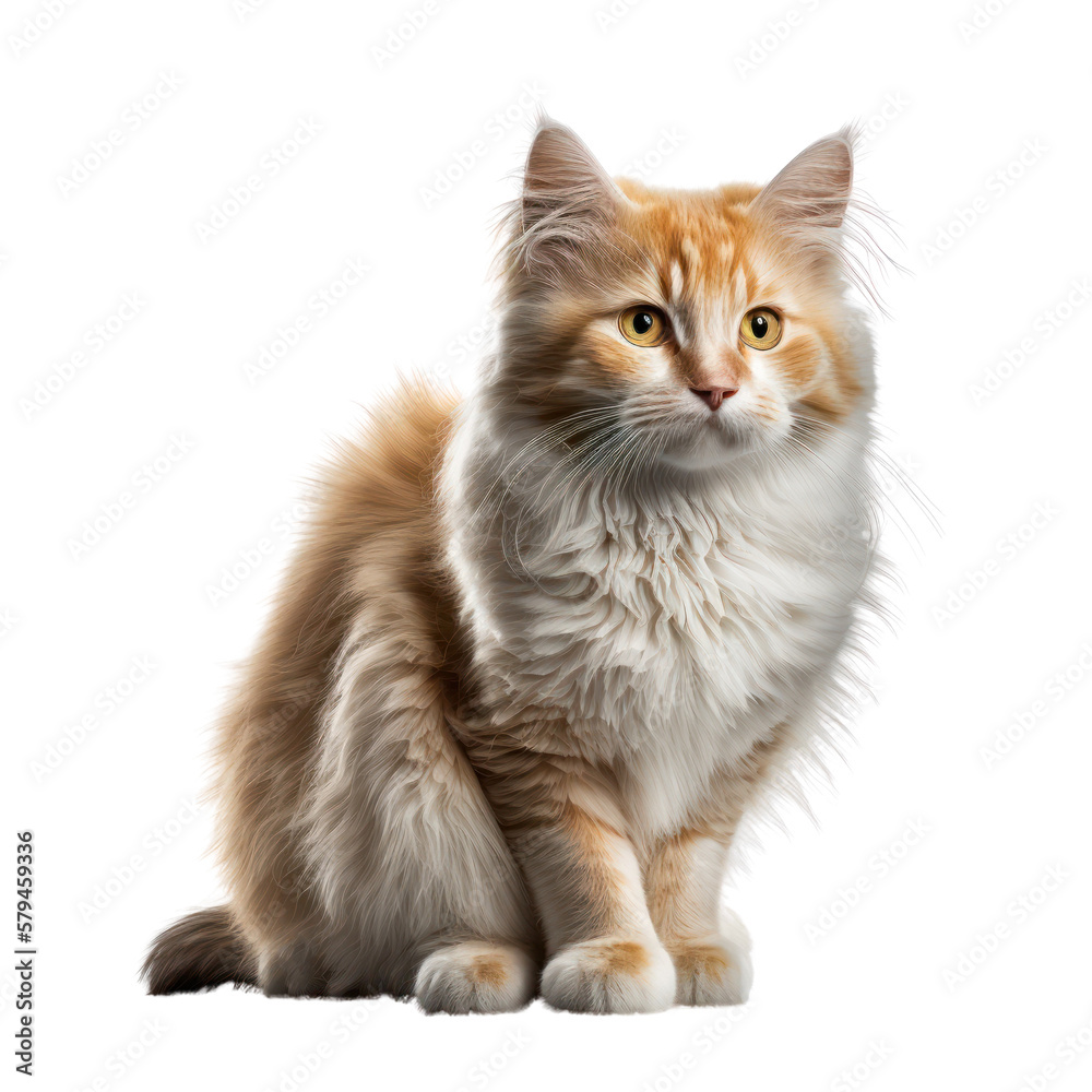 Cat isolated on white, transparent background, PNG, generative ai
